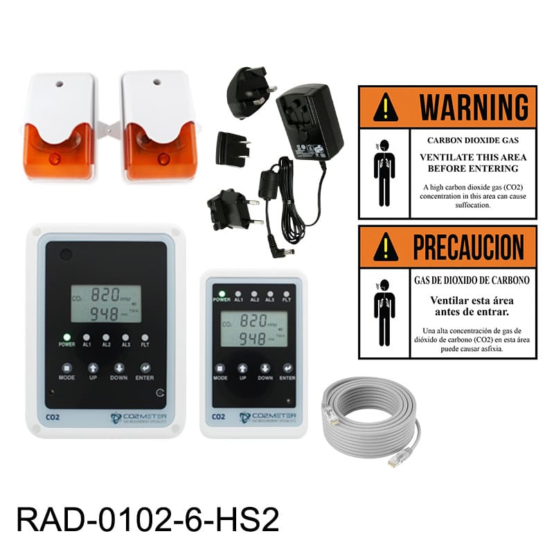 Remote Carbon Dioxide CO2 Storage Safety 3 Alarm + Horn Strobe